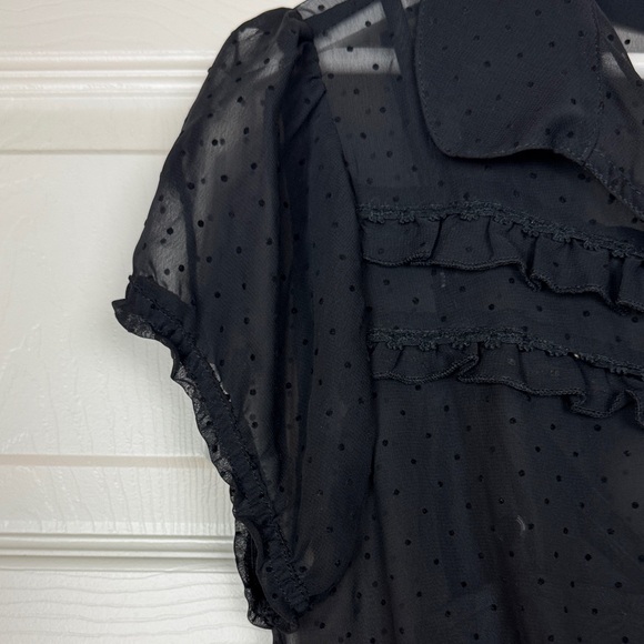 Split Black Ruffled Mini Dress - Picture 8 of 16